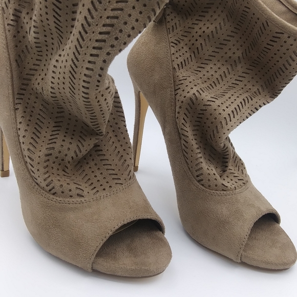 JUSTFAB suede open toe heel booties women’s Size 9 - Picture 5 of 7
